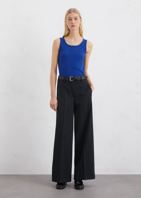 Marc O'Polo Wijde pantalon, Dames, blauw, 32, 59% Polyester, 21% Ruw wol, 18% Viscose, 2% Elasthaan