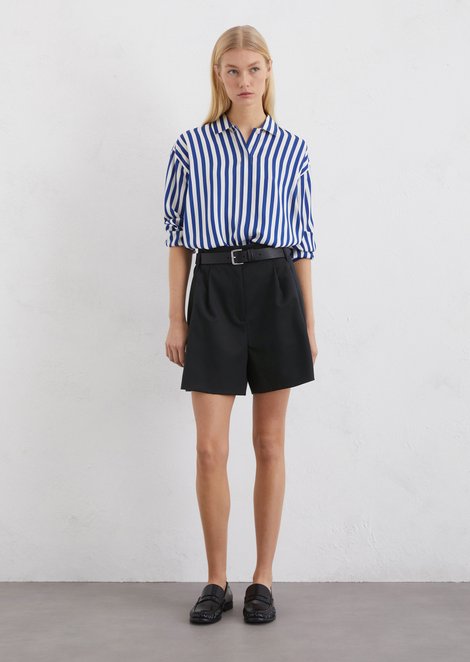 Marc O'Polo Shorts tailored, Damen, blau, Gr. 40, 59% Polyester, 21% Schurwolle, 18% Viskose, 2% Elasthan