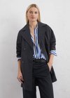 Marc O'Polo Trench-Cape-Jacke relaxed, Damen, blau, Gr. 44, 60% Baumwolle, 37% Polyamid, 3% Elasthan