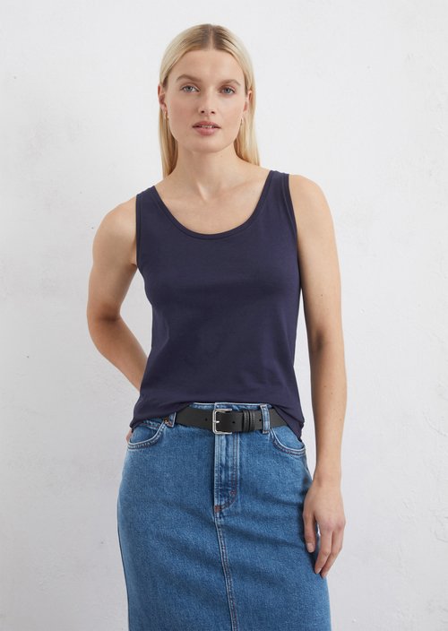 Regular tank top made from stretchy organic cotton jersey - blue ...