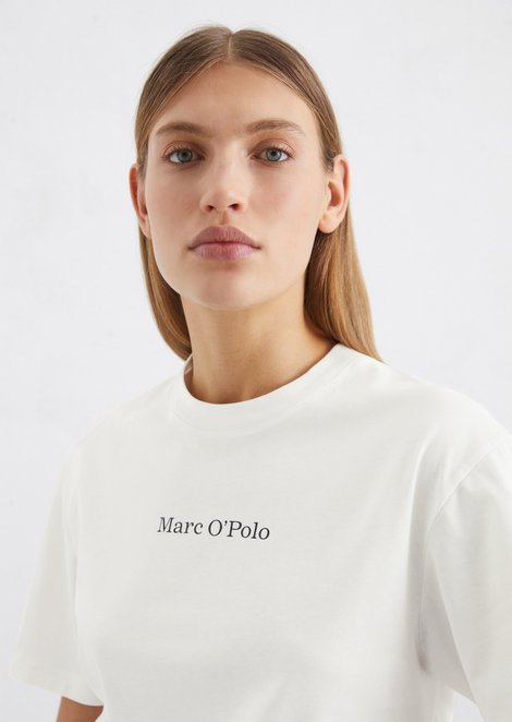 Marc O'Polo Basic logo T-shirt regular, Dames, wit, L, 100% Katoen