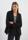 Marc O'Polo Piqué jersey blazer regular, Dames, blauw, 36, 97% Katoen, 3% Elasthaan