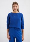 Relaxed sweatshirt with peached surface - blue | Crew Neck