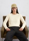 Marc O'Polo Bouclé-Pullover slim, Damen, weiss, Gr. l, 78% Baumwolle, 22% Polyamid