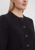 【DISCERNMENT】Classic bold collar cardigan Bouclé cardigan slim made from a soft organic cotton blend