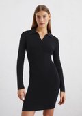 LsojbKjng Women's Ribbed Knit Fishtail Dress Polo V Neck
