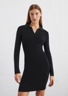Marc O'Polo DfC Kurzes Polo-Strickkleid slim, Damen, blau, Gr. 32, 72% Baumwolle, 25% Polyamid, 3% Elasthan