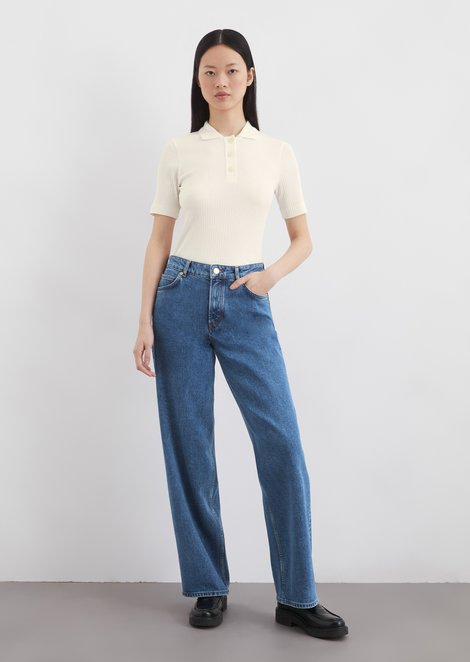 Marc O'Polo Jeans model Linn breed, Dames, blauw, 25/30, 79% Katoen, 20% Viscose, 1% Elasthaan