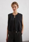 Marc O'Polo Relaxed blouson gilet met cropped model, Dames, zwart, 36, 58% Katoen, 42% Polyester