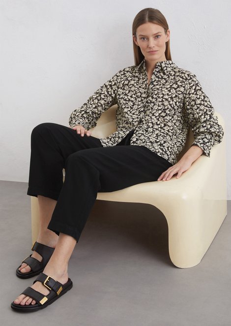 Marc O'Polo Relaxte blouse met lange mouwen en print, Dames, veelkleurig, 36, 100% Katoen