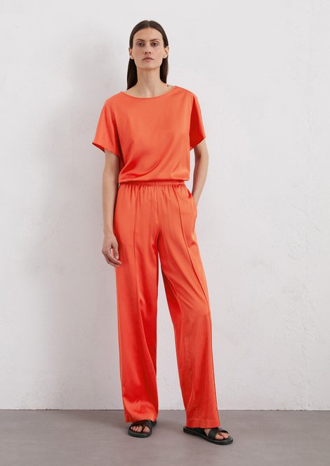 Marc O'Polo Satijnen broek wijd, Dames, rood, 32, 96% Viscose, 4% Elasthaan