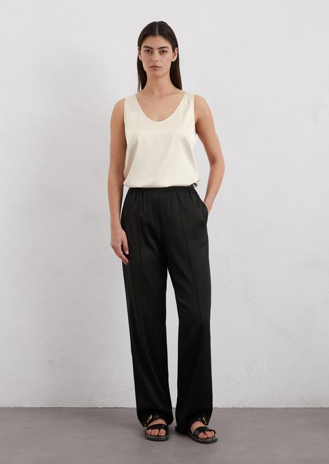 Marc O'Polo Satijnen broek wijd, Dames, zwart, 32, 96% Viscose, 4% Elasthaan