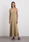 Marc O'Polo Satinkleid regular, Damen, beige, Gr. 36, 96% Viskose, 4% Elasthan