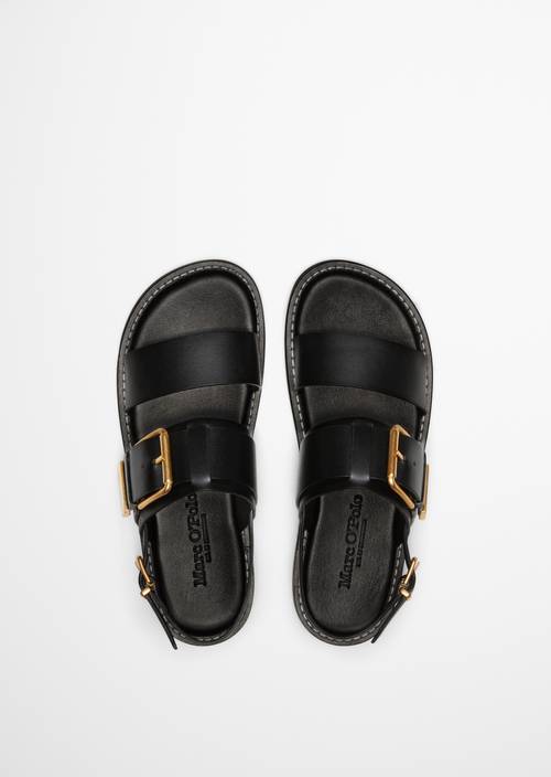 Black Marco Polo Shoes Price Sandal Made From Fine Cowhide