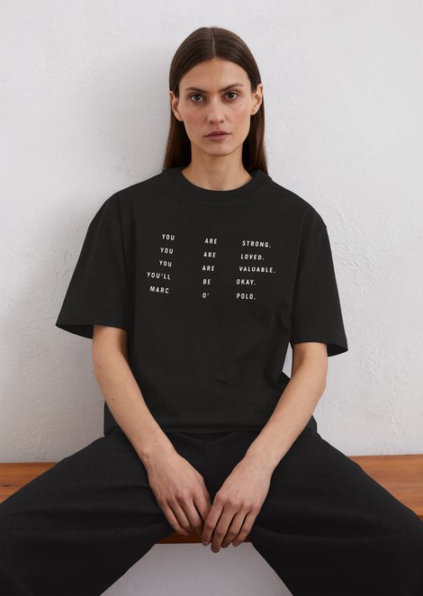 Marc O'Polo Basic logo T-shirt regular, Dames, zwart, Xs, 100% Katoen
