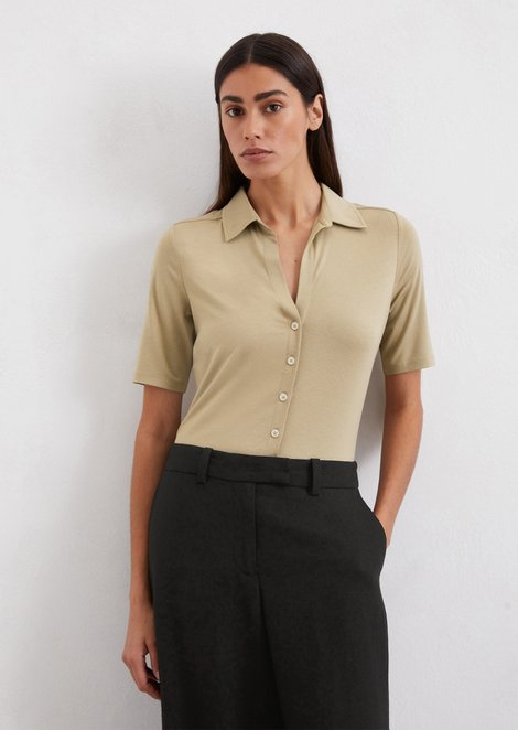 Marc O'Polo Jersey blouse met korte mouwen, Dames, beige, Xxs, 94% Viscose, 6% Elasthaan