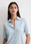 Marc O'Polo Jersey blouse met korte mouwen, Dames, blauw, L, 94% Viscose, 6% Elasthaan