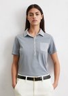 Marc O'Polo Kurzarm Poloshirt slim, Damen, blau, Gr. s, 100% Baumwolle