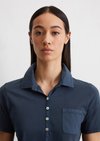 Marc O'Polo Kurzarm Poloshirt slim, Damen, blau, Gr. s, 100% Baumwolle