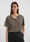 Marc O'Polo Regular gestreept T-shirt, Dames, beige, Xxs, 55% Linnen, 45% Lyocell