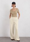 Marc O'Polo T-shirt regular, Dames, beige, Xxs, 55% Linnen, 45% Lyocell