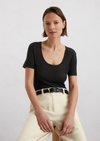 Marc O'Polo T-shirt regular, Dames, zwart, Xxs, 55% Linnen, 45% Lyocell