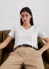 Marc O'Polo Slub-Jersey-V-Neck-T-Shirt, Women, weiss, Xxl, 52% Baumwolle, 48% Viskose