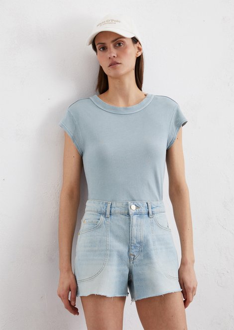 Marc O'Polo T-shirt regular, Dames, blauw, L, 100% Katoen