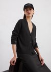 Marc O'Polo Cardigan relaxed, Damen, schwarz, Gr. l, 52% Baumwolle, 48% Leinen