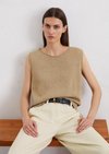 Marc O'Polo Mouwloze gebreide trui regular, Dames, beige, S, 52% Katoen, 48% Linnen