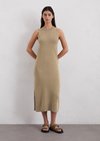 Marc O'Polo Ärmelloses Strickkleid slim, Damen, beige, Gr. 32, 52% Baumwolle, 48% Leinen