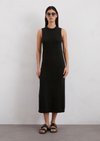 Marc O'Polo Ärmelloses Strickkleid slim, Damen, schwarz, Gr. 36, 52% Baumwolle, 48% Leinen