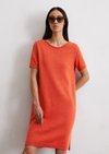 Marc O'Polo Kurzarm-Strickkleid relaxed, Damen, rot, Gr. 36, 52% Baumwolle, 48% Leinen