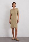 Marc O'Polo Kurzarm-Strickkleid relaxed, Damen, beige, Gr. 40, 52% Baumwolle, 48% Leinen