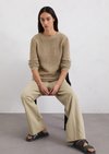Marc O'Polo Strickpullover slim, Damen, beige, Gr. xxl, 70% Baumwolle, 30% Polyester