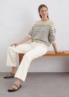 Marc O'Polo Gestreifter Pullover loose, Damen, weiss, Gr. m, 70% Baumwolle, 30% Polyester