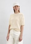 Marc O'Polo Kurzarm-Pullover loose, Damen, weiss, Gr. xl, 70% Baumwolle, 30% Polyester