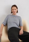 Marc O'Polo Kurzarm-Pullover loose, Damen, blau, Gr. xs, 70% Baumwolle, 30% Polyester
