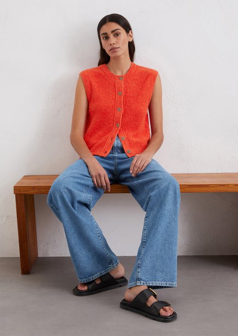 Marc O'Polo Mouwloos gebreid vest regular, Dames, rood, Xs, 78% Katoen, 22% Polyamide