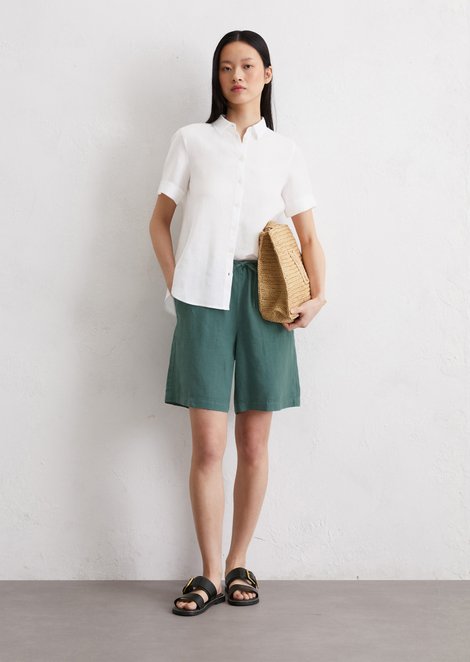 Marc O'Polo Leinen-Shorts straight, Damen, grün, Gr. 32, 100% Leinen