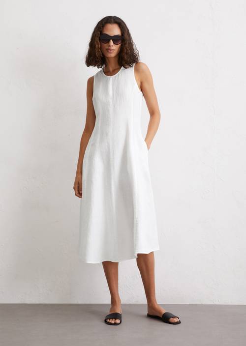 Linnen Jurk Witte Omslagjurk Zomer Linnen Jurkjes Mouwloze Linnen