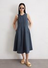 Marc O'Polo Ärmelloses Leinen-Kleid shaped, Damen, blau, Gr. 40, 100% Leinen