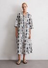 Marc O'Polo Uitlopende maxi-jurk, Dames, blauw, 42, 100% Katoen