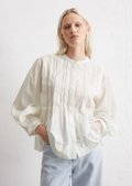 marno Bianca blouse ホワイト WHITE SATIN RUFFLE BLOUSE