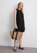 Flared shift dress made from linen-viscose stretch - black