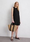 Marc O'Polo Etuikleid ausgestellt, Damen, schwarz, Gr. 32, 55% Leinen, 42% Viskose, 3% Elasthan