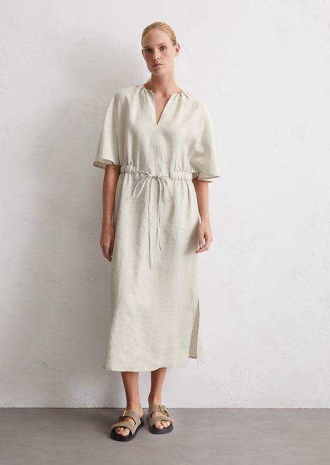 Marc O'Polo Leinenkleid flared, Damen, beige, Gr. 32, 100% Leinen
