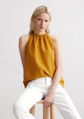 yellow linen blouse