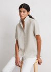 Marc O'Polo Regular linnen blouse met korte mouwen, Dames, beige, 32, 100% Linnen