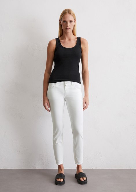 Marc O'Polo Broek model Lulea slim cropped, Dames, wit, 25/30, 48% Katoen, 36% Lyocell, 13% Polyester, 3% Elasthaan